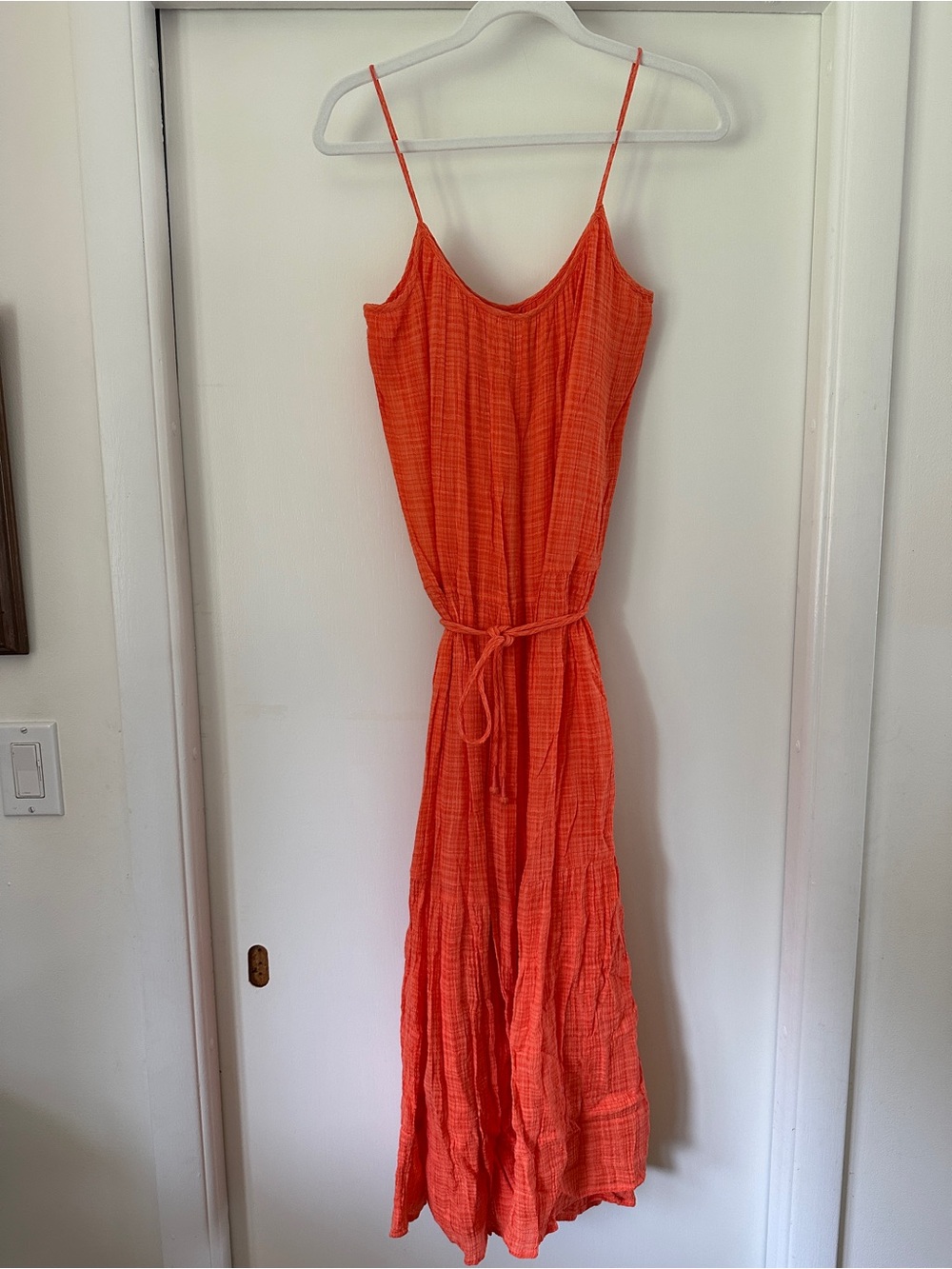Apiece Apart Vibrant Orange Spaghetti-Strap Maxi Dress